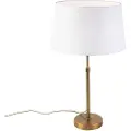 QAZQA Bronze bordlampe med linnedskærm hvid 35 cm - Parte