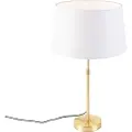 QAZQA Bordlampe guld/messing med hvidt linnedskærm 35 cm - Parte