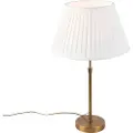 QAZQA Bronze bordlampe med plisseret skærm hvid 35 cm - Parte