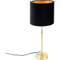 QAZQA Bordlampe guld/messing med sort fløjlsskærm 25 cm - Parte