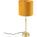 QAZQA Bordlampe guld/messing med gul velourskærm 25 cm - Parte