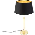 QAZQA Bordlampe guld/messing med skærm sort med guld 32 cm - Parte