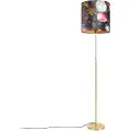 QAZQA Gulvlampe guld/messing med fløjlsskærm blomster 40/40 cm - Parte