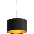 QAZQA Pendellampe med sort fløjlsskærm med guld 35 cm - Combi