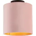 QAZQA Loftslampe med fløjlskærm gammel lyserød med guld 20 cm - Combi sort