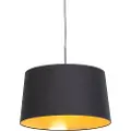 QAZQA Pendellampe med sort og guld bomuldslampeskærm 50 cm - Combi