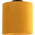 QAZQA Loftslampe med fløjlsskærm okker med guld 25 cm - Combi sort