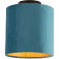QAZQA Loftslampe med fløjlsskærm blå med guld 20 cm - Combi sort