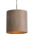 QAZQA Pendellampe med taupe fløjlsskærm med guld 40 cm - Combi
