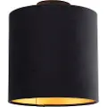 QAZQA Loftslampe med sort og guld fløjlsskærm 25 cm - Combi sort