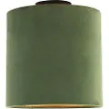 QAZQA Loftslampe med fløjlsskærm grøn med guld 25 cm - Combi sort