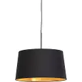 QAZQA Pendellampe med sort og guld bomuldslampeskærm 40 cm - Combi
