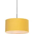 QAZQA Moderne pendellampe sort med skærm 50 cm gul - Combi 1