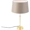 QAZQA Bordlampe guld/messing med linieskærm taupe 35 cm - Parte