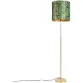 QAZQA Gulvlampe guld/messing med fløjlsskærm påfugl 40/40 cm - Parte