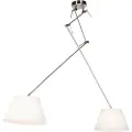 QAZQA Stål pendellampe med plisserede skærme creme 35 cm 2-lys - Blitz