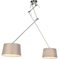 QAZQA Stål pendellampe med taupe linnedskærme 35 cm 2-lys - Blitz