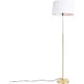 QAZQA Guldfarvet/Messing gulvlampe med hvidt linnedskærm 45 cm - Parte