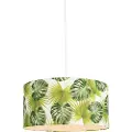 QAZQA Botanisk pendellampe hvid med bladskærm 50 cm - Combi 1