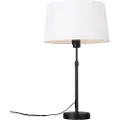 QAZQA Bordlampe sort med skærm hvid 35 cm justerbar - Parte