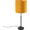 QAZQA Bordlampe sort med gul fløjlsskærm med guld 25 cm - Parte