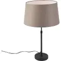 QAZQA Bordlampe sort med linieskærm taupe 35 cm justerbar - Parte