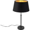 QAZQA Bordlampe sort med skærm sort med guld 35 cm - Parte