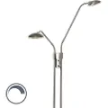 QAZQA Moderne stålgulvlampe med læselampe inkl. LED - Eva