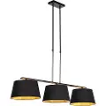 QAZQA Pendellampe med sorte og guld bomuldslampeskærme 32 cm - Combi 3 Deluxe