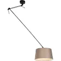 QAZQA Pendellampe sort med linnedskærm taupe 35 cm - Blitz