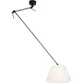 QAZQA Pendellampe sort med plisseret skærm 35 cm creme - Blitz