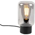 QAZQA Design bordlampe sort med røgglas - Bliss Cute