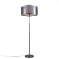 QAZQA Stål gulvlampe med sort & hvid lampeskærm 47 cm justerbar - Parte