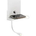 QAZQA Moderne væglampe hvid med USB og fleksibel arm - Flero