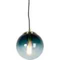 QAZQA Art Deco Pendellampe messing med oceanblå glas 20 cm - Pallon