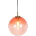 QAZQA Art Deco Pendellampe messing med rosa glas 33 cm - Pallon