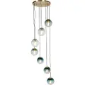 QAZQA Art Deco Pendellampe Messing med Blåt Glas 7-lys - Pallon