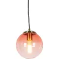 QAZQA Art deco hængende lampe messing med lyserødt glas 20 cm - Pallon