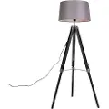 QAZQA Gulvlampe Tripod sort med skærm 45 cm linned mørkegrå