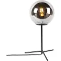 QAZQA Art Deco bordlampe sort med røgglas 45,5 cm - Pallon