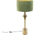 QAZQA Art Deco bordlampe med fløjlsskærm grøn 35 cm - Diverso