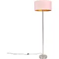 QAZQA Gulvlampe stål med lyserød skærm 50 cm - Simplo