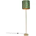 QAZQA Gulvlampe messing med påfuglsskærm 40 cm - Simplo