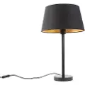 QAZQA Klassisk bordlampe sort med sort skærm 32 cm - Simplo