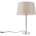 QAZQA Moderne bordlampe stål med taupe skærm 35 cm - Simplo
