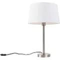 QAZQA Moderne bordlampe stål med hvid skærm 32 cm - Simplo