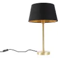 QAZQA Klassisk bordlampe messing med sort skærm 32 cm - Simplo