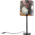 QAZQA Romantisk bordlampe sort med blomsterlampeskærm 25 cm - Simplo