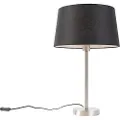 QAZQA Moderne bordlampe stål med sort skærm 35 cm - Simplo