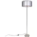 QAZQA Design gulvlampe stål med sort og hvid skærm 47 cm - Simplo